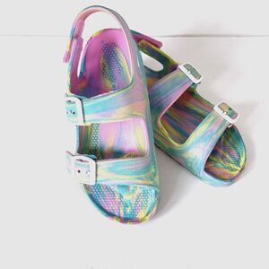 +Oshkosh B'gosh Girls Rivar Sandals Tie-Dye Shoes Girls Sz 12 Pink Yellow Blue